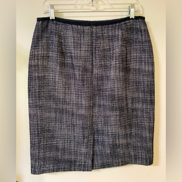 Talbots 10 Navy Tweed Lined Pencil Skirt - Picture 2 of 10